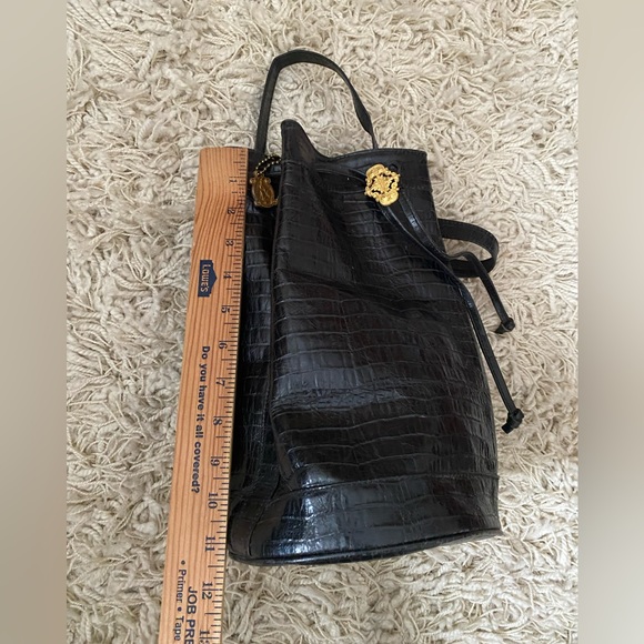 Vintage Jennifer graham leather Drawstring bucket Bag, black - Picture 2 of 16